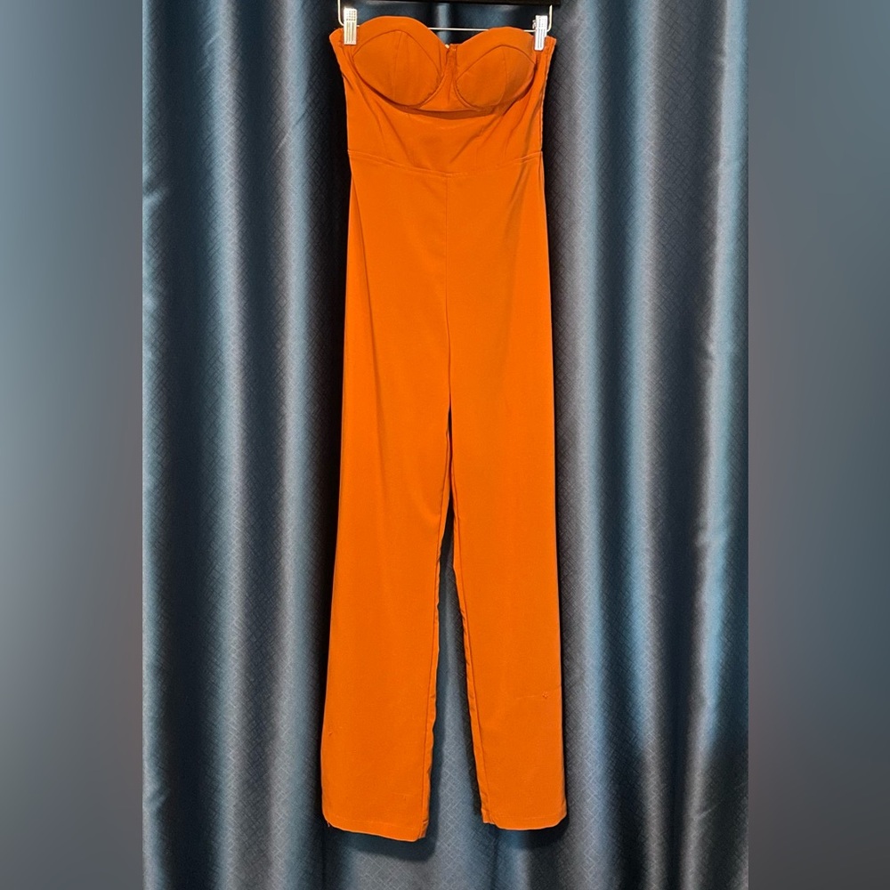 Charlotte Russe Orange Strapless Jumpsuit